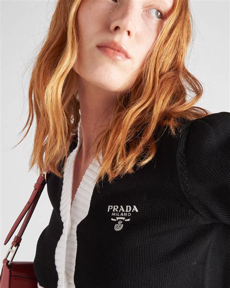 prada cropped cotton cardigan|Prada Cropped Cotton Cardigan .